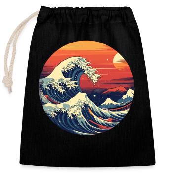 Große Welle The Great Wave Kanagawa - Closable cotton gift bag (25x30cm) - black - Front