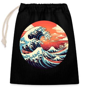 Große Welle The Great Wave Kanagawa - Closable cotton gift bag (25x30cm) - black - Front