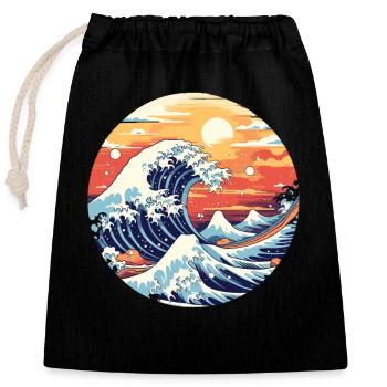Große Welle The Great Wave Kanagawa - Closable cotton gift bag (25x30cm) - black - Front