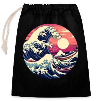 Große Welle The Great Wave Kanagawa - Closable cotton gift bag (25x30cm) - black - Front