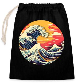 Große Welle The Great Wave Kanagawa - Closable cotton gift bag (25x30cm) - black - Front