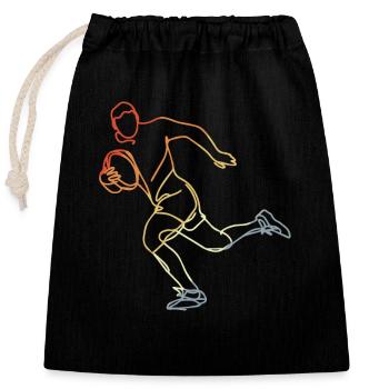 Rugby Player Sketch - Closable cotton gift bag (25x30cm) - black - Front