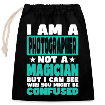 Photographer - Closable cotton gift bag (25x30cm) - black - Front