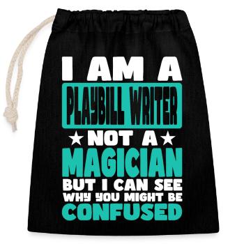 Rédacteur d’affiches - Sac cadeau en coton avec cordon (25 x 30 cm) - noir - Devant