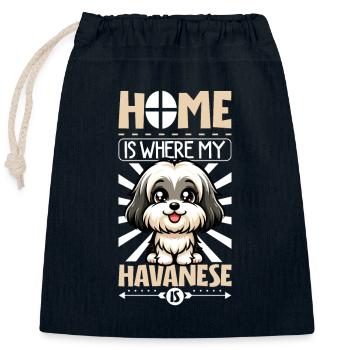 Accueil - Bichon Havanais - Sac cadeau en coton avec cordon (25 x 30 cm) - bleu marine - Devant