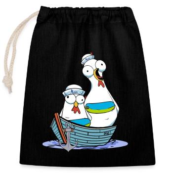 Chicken Sailor Sailor Maritime Anchor Ahoy Voyage - Closable cotton gift bag (25x30cm) - black - Front