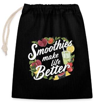 Smoothies make life better - Closable cotton gift bag (25x30cm) - black - Front