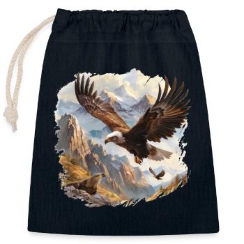Aigle. Nature, Majestueux, Liberté, Oiseau de proie, - Sac cadeau en coton avec cordon (25 x 30 cm) - bleu marine - Devant