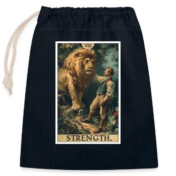 Tarotkarten Tarotkarte Strength Kraft - Verschließbarer Geschenkbeutel aus Baumwolle (25x30cm) - Navy - Vorne