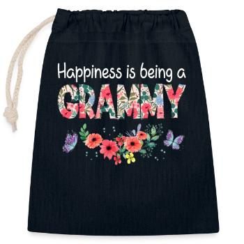Glück ist ein Grammy Blume T-Shirt Grammy - Verschließbarer Geschenkbeutel aus Baumwolle (25x30cm) - Navy - Vorne