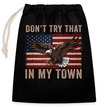 Small Town American Retro Eagle Vintage - Closable cotton gift bag (25x30cm) - black - Front