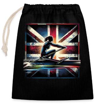 Rudersportlerin Mit Britischer Flagge - Verschließbarer Geschenkbeutel aus Baumwolle (25x30cm) - Schwarz - Vorne