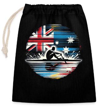 Australien Flag Rowing Male Sculling Patriot Lover - Verschließbarer Geschenkbeutel aus Baumwolle (25x30cm) - Schwarz - Vorne
