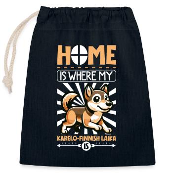 Home - Karelo-Finnish Laika - Closable cotton gift bag (25x30cm) - navy - Front