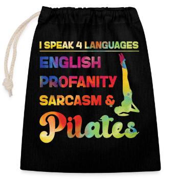 Pilates Instructor Teacher - Closable cotton gift bag (25x30cm) - black - Front