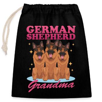 Bergers allemands Mamie berger allemand cadeau - Sac cadeau en coton avec cordon (25 x 30 cm) - noir - Devant