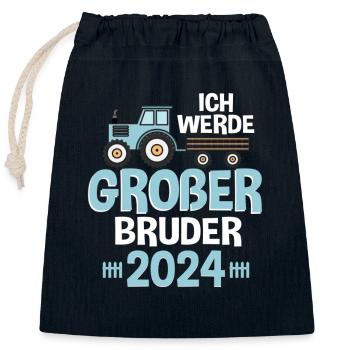 Großer Bruder 2024 - Verschließbarer Geschenkbeutel aus Baumwolle (25x30cm) - Navy - Vorne