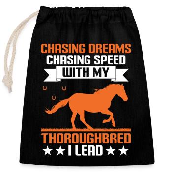 Courses de chevaux pur-sang Équitation Chevaux équestres - Sac cadeau en coton avec cordon (25 x 30 cm) - noir - Devant