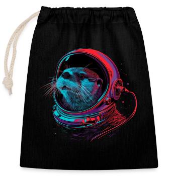 Otter Space Lustig Otter Astronaut - Verschließbarer Geschenkbeutel aus Baumwolle (25x30cm) - Schwarz - Vorne