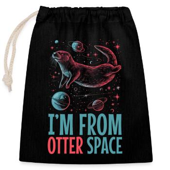Otter Space Lustig Otter Astronaut - Verschließbarer Geschenkbeutel aus Baumwolle (25x30cm) - Schwarz - Vorne