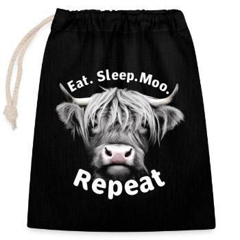 Eat Sleep Moo Highland Beef - Closable cotton gift bag (25x30cm) - black - Front