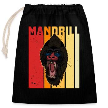 Mandrill Primat Afrika Safari Affe Tiere Biologe - Verschließbarer Geschenkbeutel aus Baumwolle (25x30cm) - Schwarz - Vorne