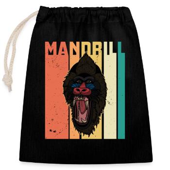 Mandrill Primat Afrika Safari Affe Tiere Biologe - Verschließbarer Geschenkbeutel aus Baumwolle (25x30cm) - Schwarz - Vorne