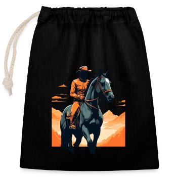 Aesthetic Horses Iconic Equestrian Design - Closable cotton gift bag (25x30cm) - black - Front
