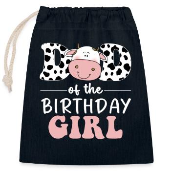 Papa de la fille d’anniversaire ferme vache papa papa 1er - Sac cadeau en coton avec cordon (25 x 30 cm) - bleu marine - Devant