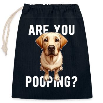 Faites-vous caca ? Drôle de chien labrador - Sac cadeau en coton avec cordon (25 x 30 cm) - bleu marine - Devant