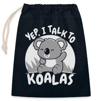 Oui, je parle à Koalas Koalabear Phascolarctos - Sac cadeau en coton avec cordon (25 x 30 cm) - bleu marine - Devant