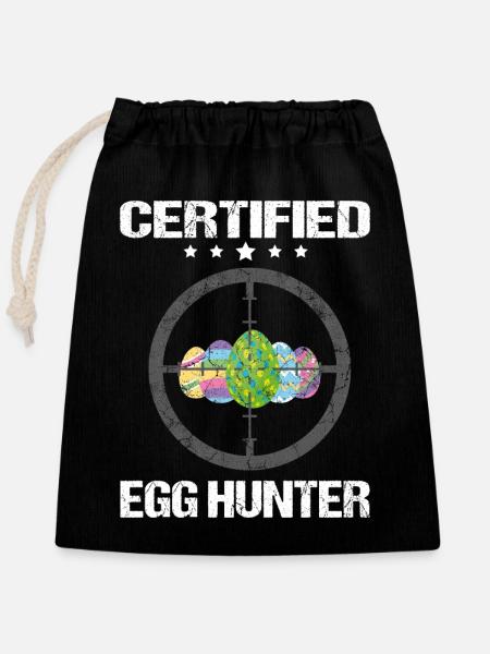 Certified Egg Hunter - Verschließbarer Geschenkbeutel aus Baumwolle (25x30cm) - Schwarz