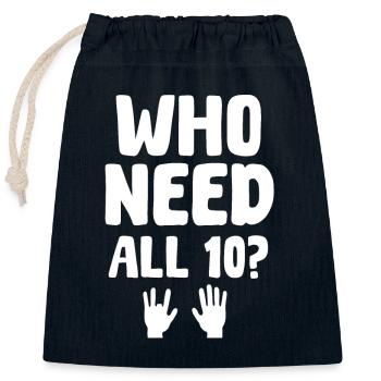 Fun design for finger amputees - Closable cotton gift bag (25x30cm) - navy - Front
