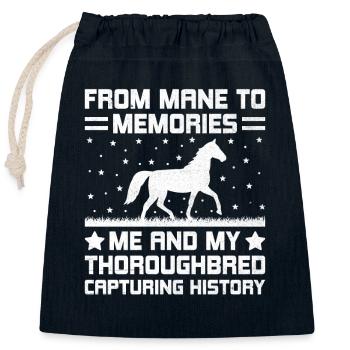 Courses de chevaux pur-sang Équitation Chevaux équestres - Sac cadeau en coton avec cordon (25 x 30 cm) - bleu marine - Devant
