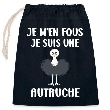 Humour autruche - Sac cadeau en coton avec cordon (25 x 30 cm) - bleu marine - Devant