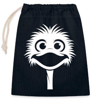 autruche - Sac cadeau en coton avec cordon (25 x 30 cm) - bleu marine - Devant