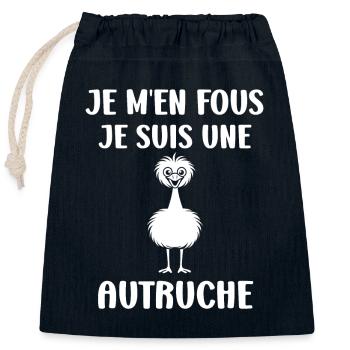 Humour autruche - Sac cadeau en coton avec cordon (25 x 30 cm) - bleu marine - Devant