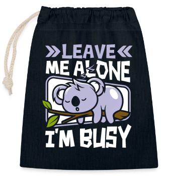 Laisse-moi tranquille, je suis occupé Koalabear Eucalyptus - Sac cadeau en coton avec cordon (25 x 30 cm) - bleu marine - Devant