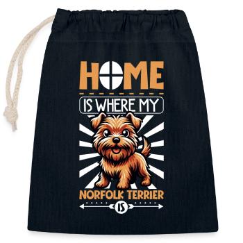 Zuhause - Norfolk Terrier - Verschließbarer Geschenkbeutel aus Baumwolle (25x30cm) - Navy - Vorne