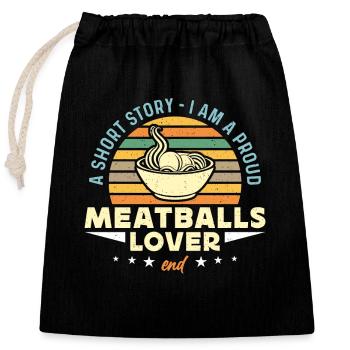 Amateur de boulettes de viande Une petite histoire Je suis un gastronome italien - Sac cadeau en coton avec cordon (25 x 30 cm) - noir - Devant