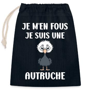 Citation autruche - Sac cadeau en coton avec cordon (25 x 30 cm) - bleu marine - Devant