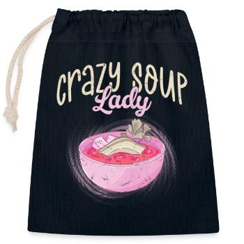 Crazy Soup Lady Meal Food Bowl - Closable cotton gift bag (25x30cm) - navy - Front