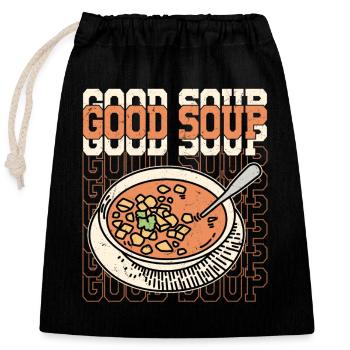 Bon bol de soupe repas nourriture - Sac cadeau en coton avec cordon (25 x 30 cm) - noir - Devant