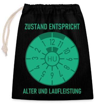 HU - Zustand entspricht Alter und Laufleistung - Verschließbarer Geschenkbeutel aus Baumwolle (25x30cm) - Schwarz - Vorne
