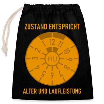 HU - Zustand entspricht Alter und Laufleistung - Verschließbarer Geschenkbeutel aus Baumwolle (25x30cm) - Schwarz - Vorne
