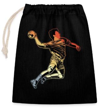 Handballspieler Vintage - Verschließbarer Geschenkbeutel aus Baumwolle (25x30cm) - Schwarz - Vorne