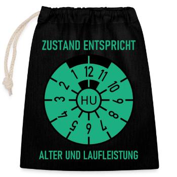 HU - Zustand entspricht Alter und Laufleistung - Verschließbarer Geschenkbeutel aus Baumwolle (25x30cm) - Schwarz - Vorne