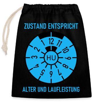 HU - Zustand entspricht Alter und Laufleistung - Verschließbarer Geschenkbeutel aus Baumwolle (25x30cm) - Schwarz - Vorne