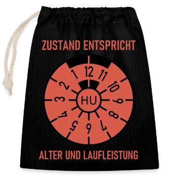 HU - Zustand entspricht Alter und Laufleistung - Verschließbarer Geschenkbeutel aus Baumwolle (25x30cm) - Schwarz - Vorne