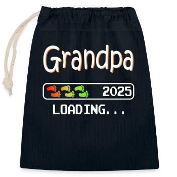 Werdender Opa 2025 loading zukünftiger Großvater - Verschließbarer Geschenkbeutel aus Baumwolle (25x30cm) - Navy - Vorne